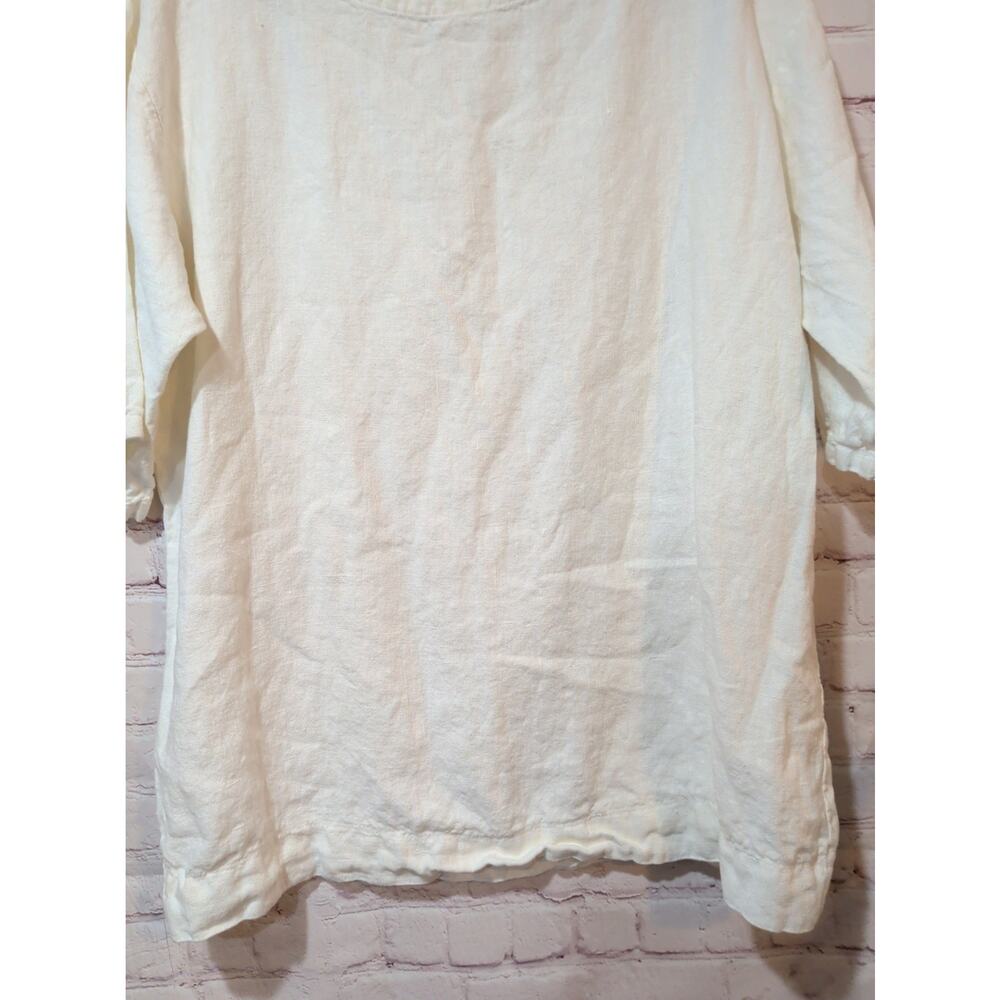 Bryn Walker 100% Linen Tunic Top White Boat Neck Oversized Boxy L USA Made - Picture 5 of 10